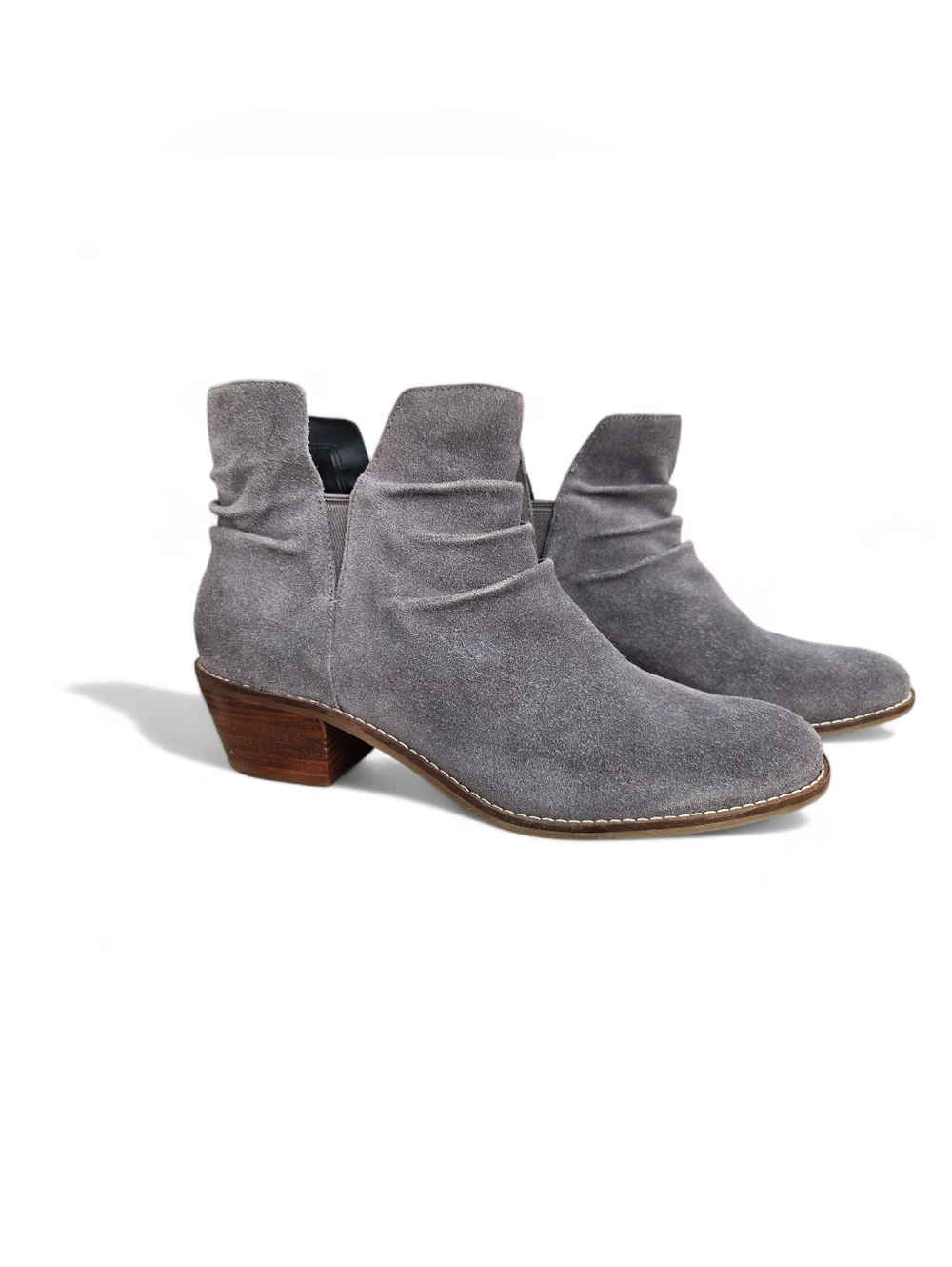 Cole Haan Alayna Suede Ankle Boots – Gray – Size 8B – Block Heel